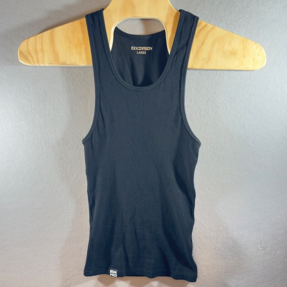 511 | Ecko Unltd Ekkovision Black Ribbed Racerback Athletic Fit Tank Top Large